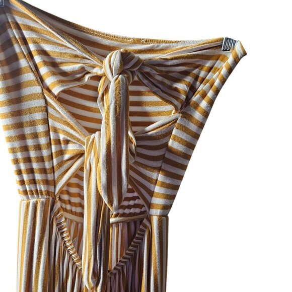 American Eagle Yellow & White Striped Halter Jumpsuit S Soft Fabric - Picture 5 of 9